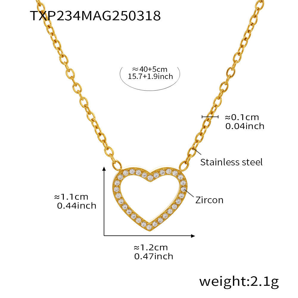 Full Diamond Love Zircon Necklace Bracelet Set