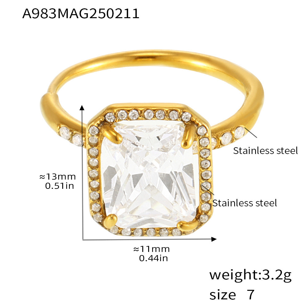 Large zircon diamond opening adjustable ring