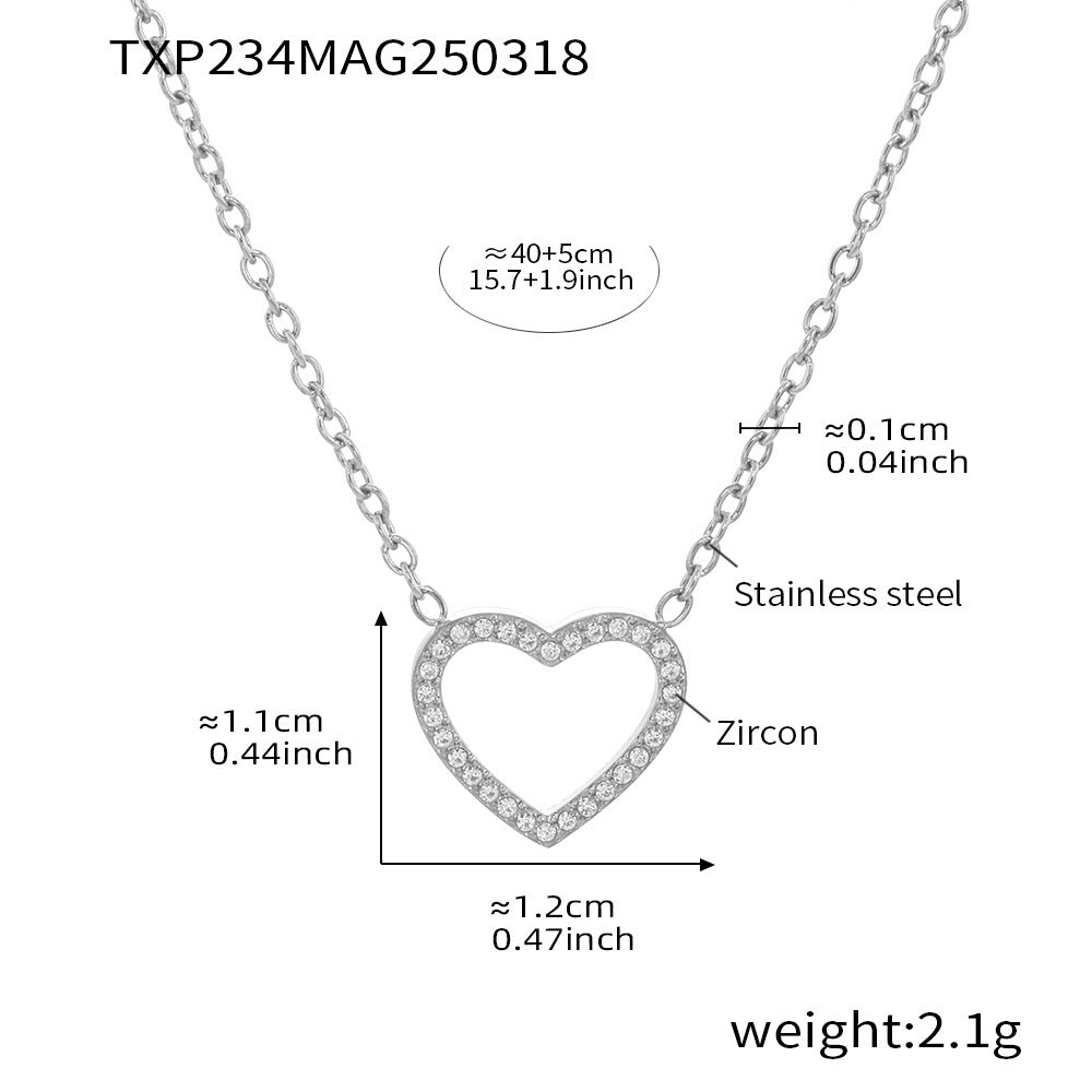 Full Diamond Love Zircon Necklace Bracelet Set