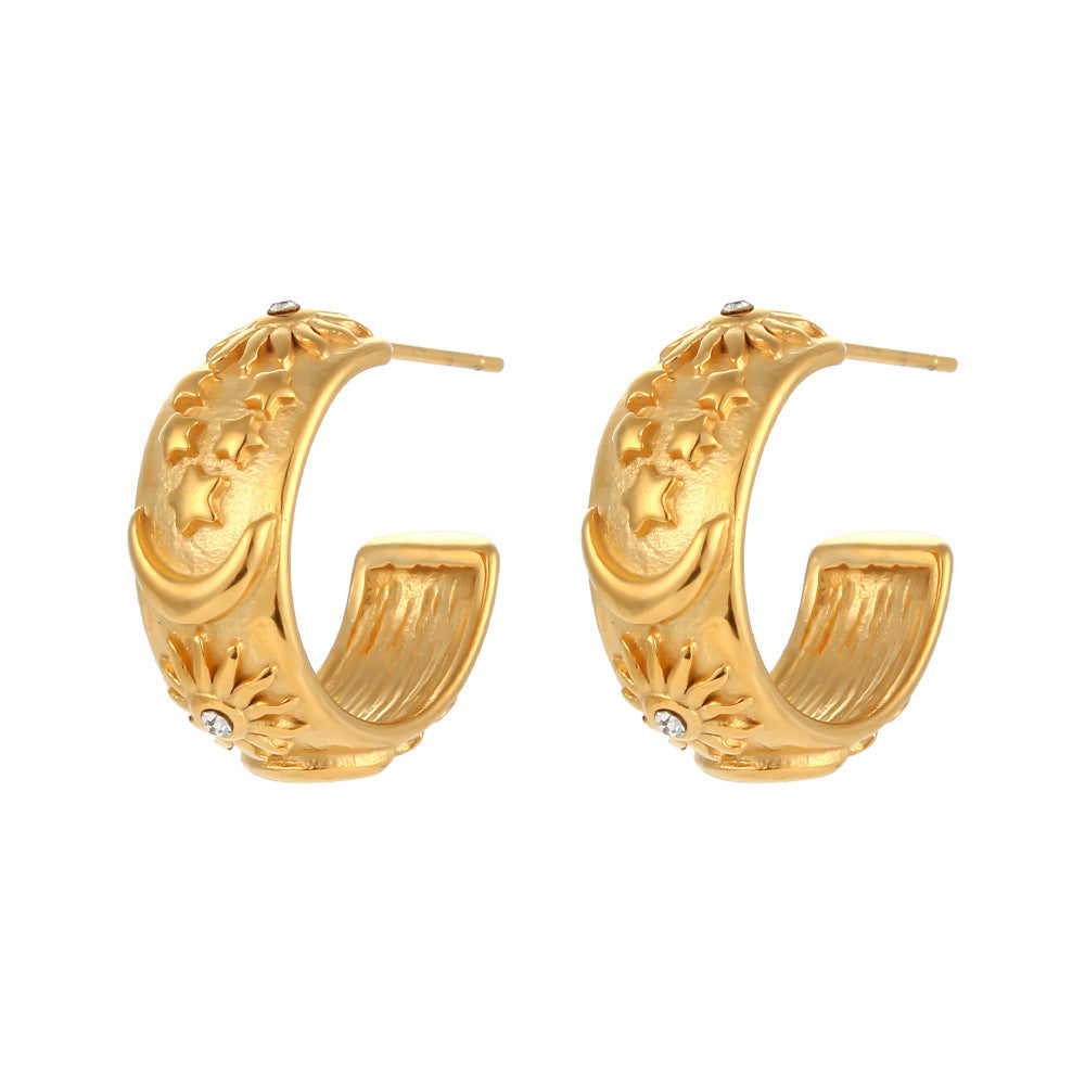 Sun Moon Gypsy Ring Bracelet Earrings Set