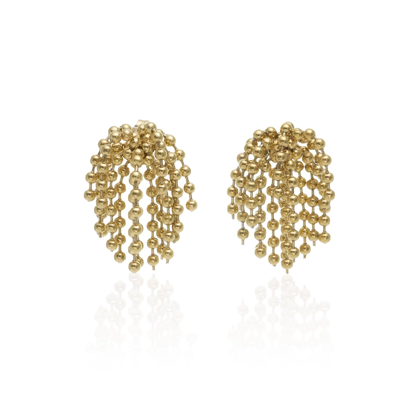 Polished bead fringed earrings