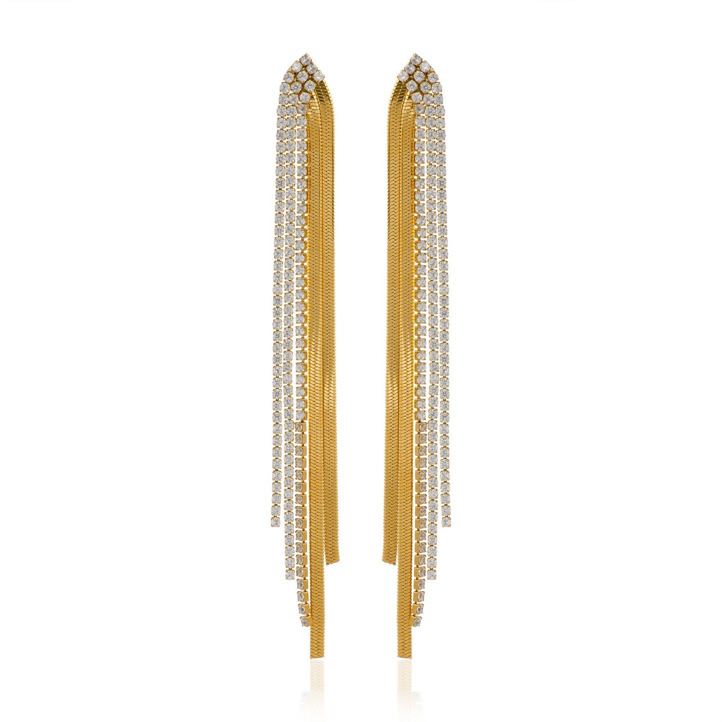 Light luxury zircon blade chain fringed earrings