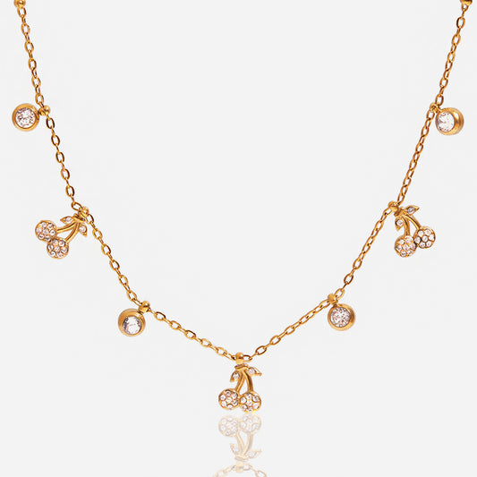 White Diamond Cherry Pendant Necklace